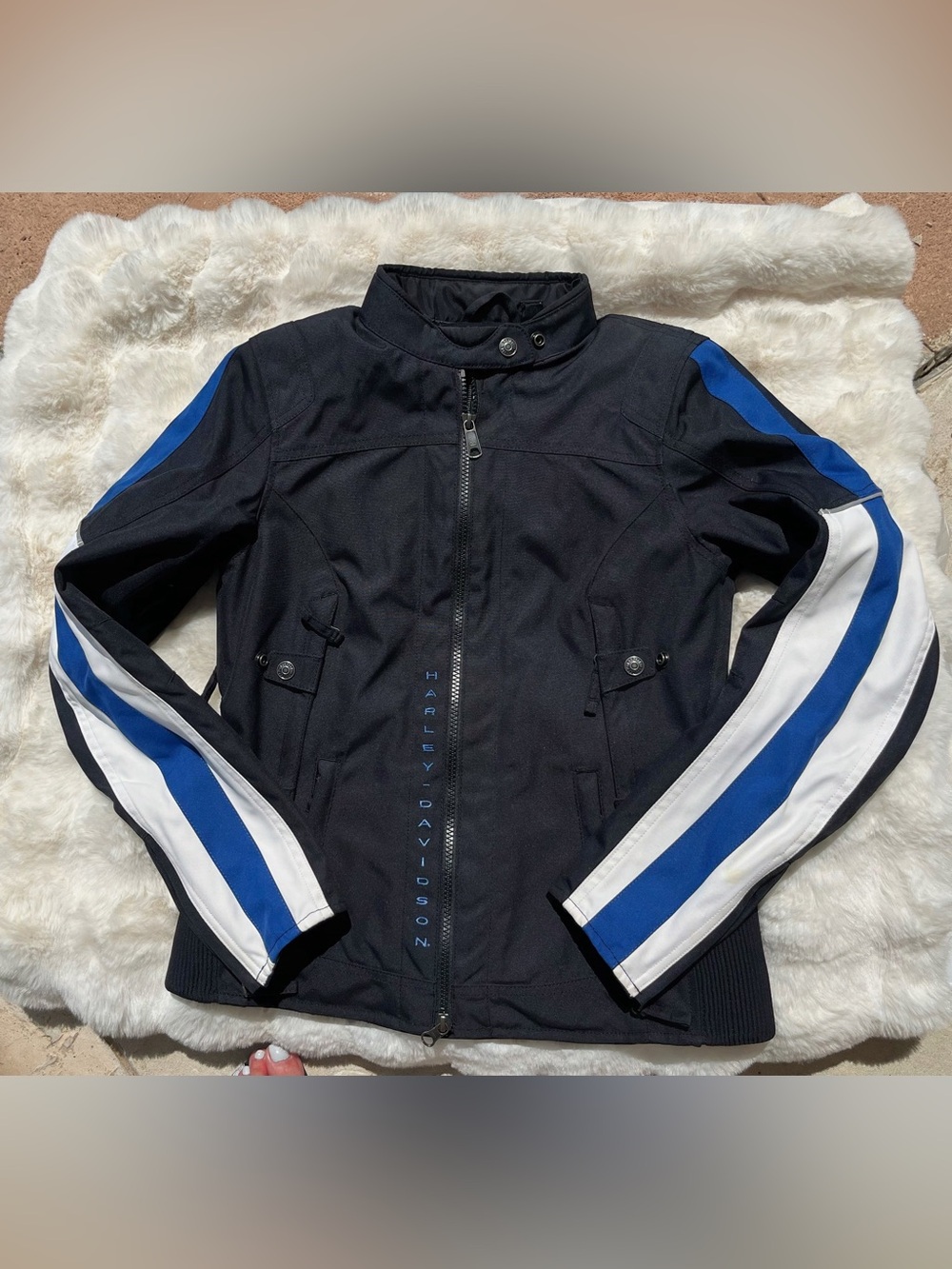 Harley-Davidson Mile Triple Vent Waterproof Jacket Black/Blue/White New w/o tags